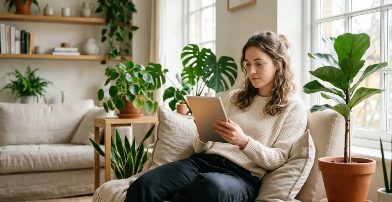 Jeune adulte comparant des offres bancaires sur une tablette